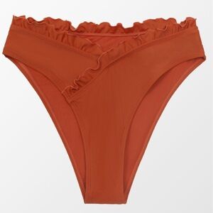 Cupshe Bermuda Bliss Overlap Merrow Edge Hipster Bikini Bottom Rust XL